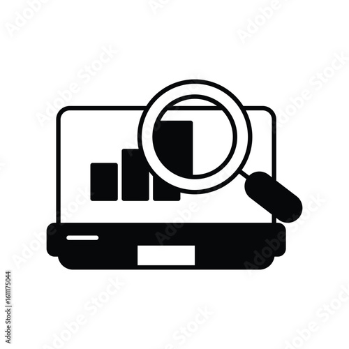 monitoring glyph outline icon with white background vector stock illustration