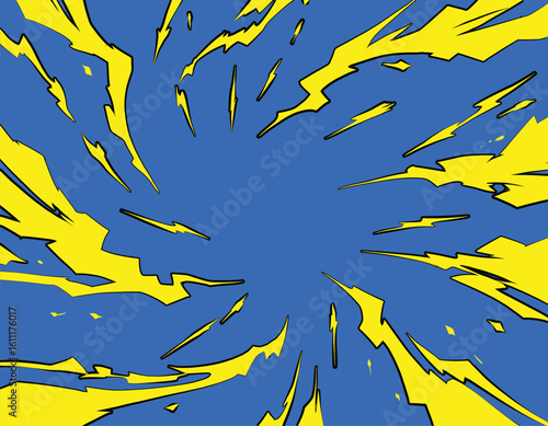 circular lightning illustration frame with comic style thunder frame 