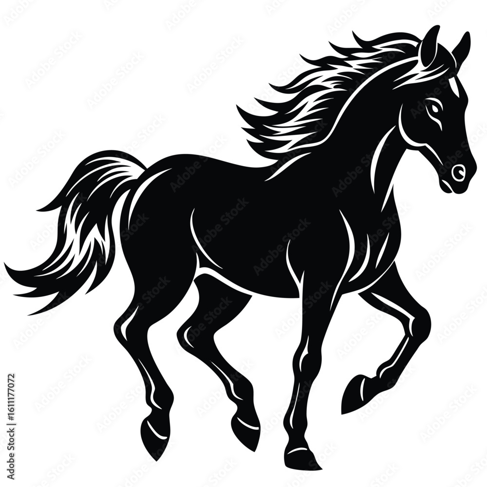 Obraz premium Majestic Silhouette of a Running Horse in Motion