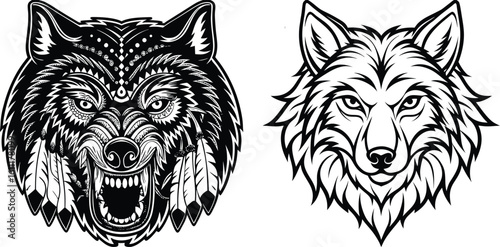 Wolves Head Vector Art