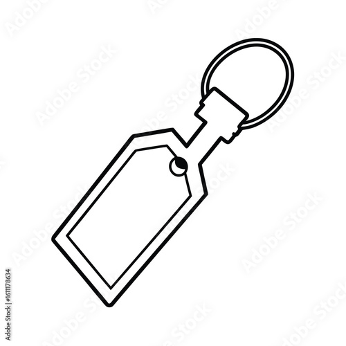 vintage motel key with blank tag outline vector