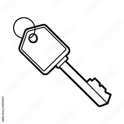 vintage motel key with blank tag outline vector