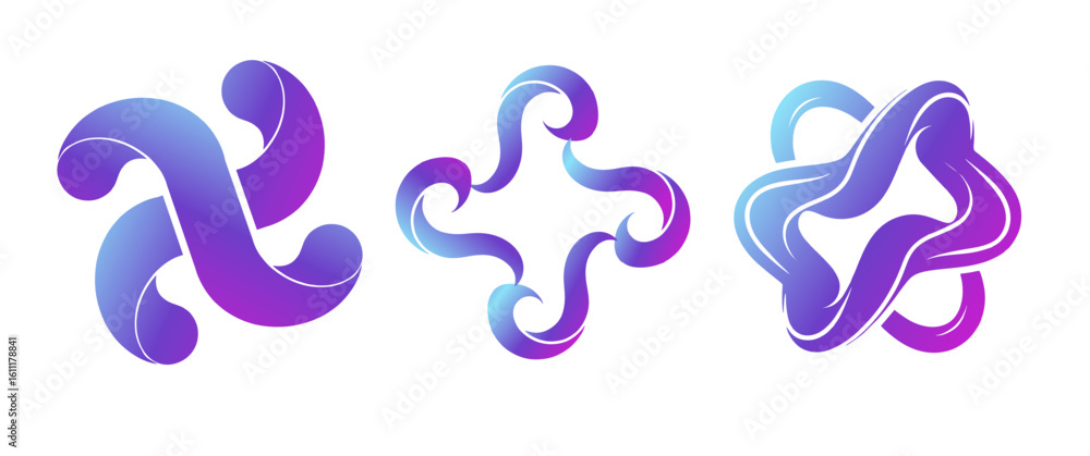Obraz premium Gradient Abstract Tech Logos with Curved and Fluid Design Elements