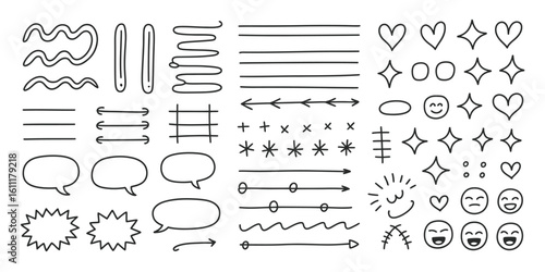 Scribble Doodle Underline Vector Set – Hand Drawn Brush Stroke Elements – Emphasis Lines Collection for Creative Designs, Posters, Social Media, and Graphic Art Projects

