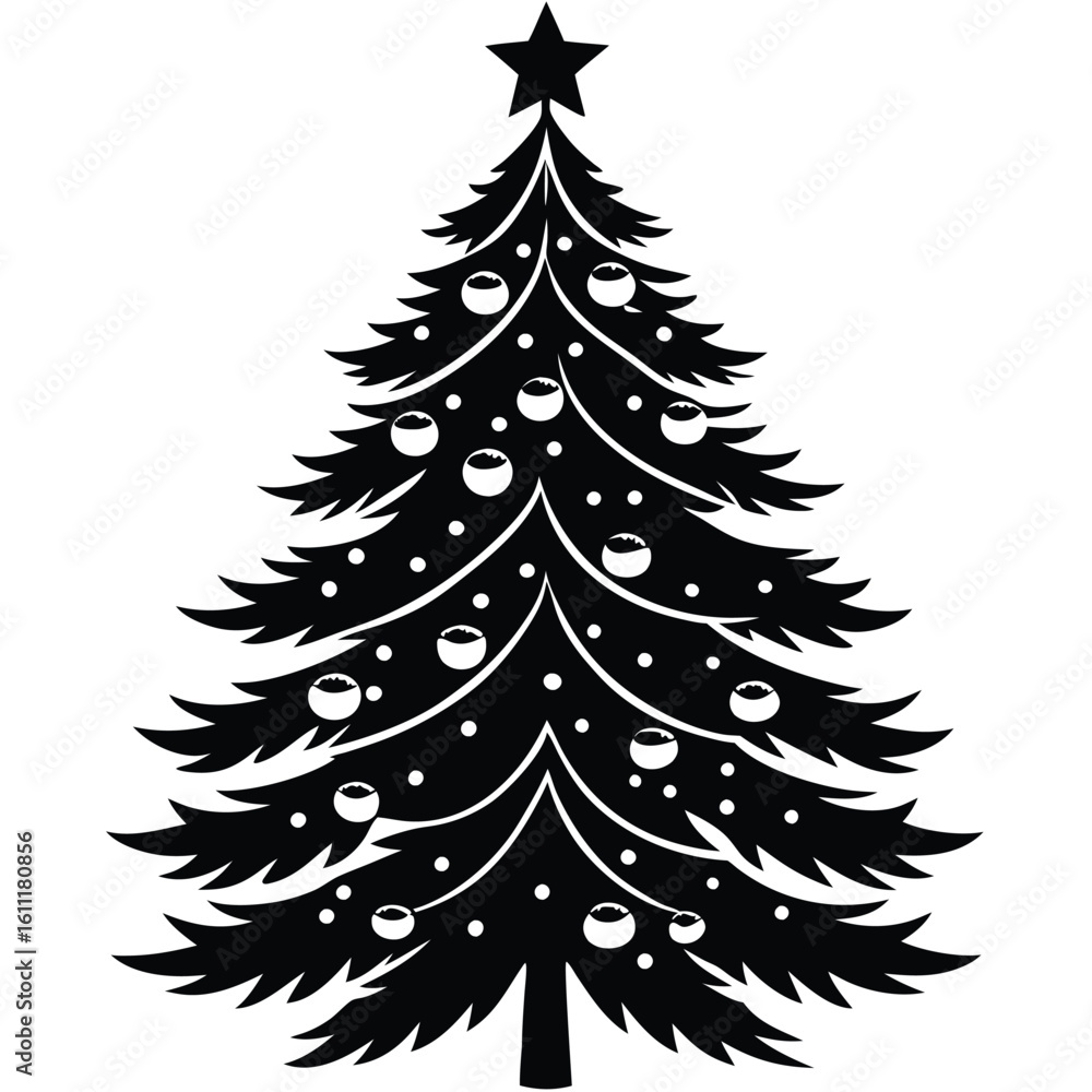 Obraz premium Isolated Vector Silhouettes of Various Christmas Trees