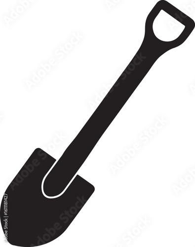 Shovel silhouette vector, shovel icon, garden shovel vector icon vector isolated on white background