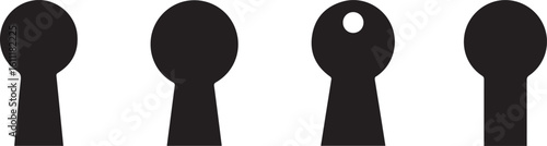Door Keyhole Silhouette Icon Vector Set – Lock Access and Security Symbol