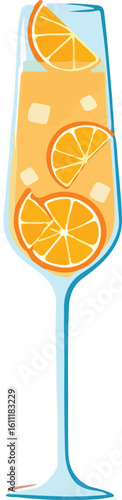 Refreshing orange drink with citrus slices and ice style vector illustration EPS file download