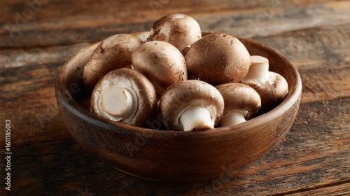Stunning photo of fresh Button Mushrooms in a Bowl.