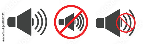 Volume Off Icon Vector Illustration, No Sound Button Design, Mute Symbol Flat Style