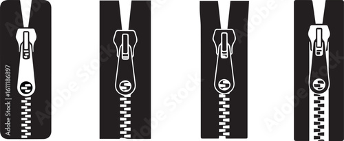 Backpack Zip Silhouette Icon Vector Set – Travel and Bag Accessory Detail