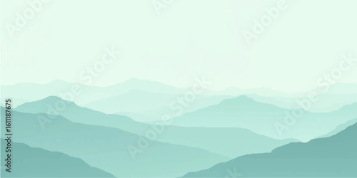 Soft Gradient Mountain Scenery in Blue Green Tones for Modern Minimal Vector Design