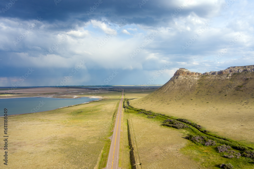 Fototapeta premium Aerial view of Preist Butte Peak in Montana