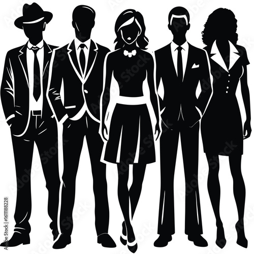 Diverse Group of Silhouetted People: Men and Women