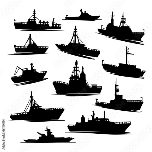 Collection of Warship and Patrol Boat Silhouettes