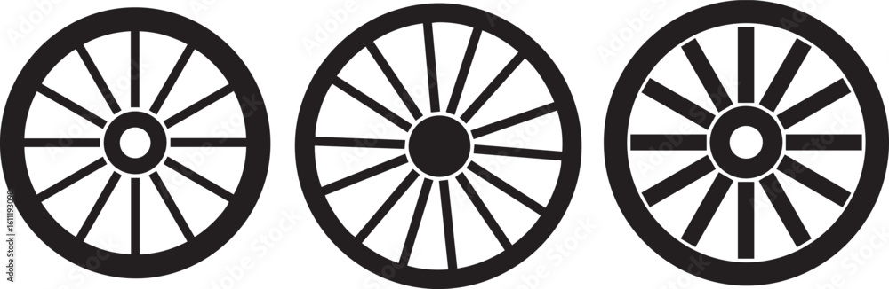 Fototapeta premium Cannon Wheel Icon Set Vector EPS