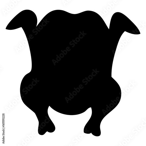Icono con silueta de pavo o pollo asado para cena de Navidad o para el Día de acción de gracias