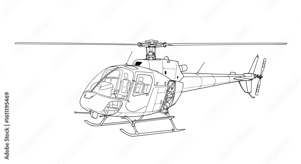 Obraz premium Sleek helicopter outline ready for aviation projects and transport concepts