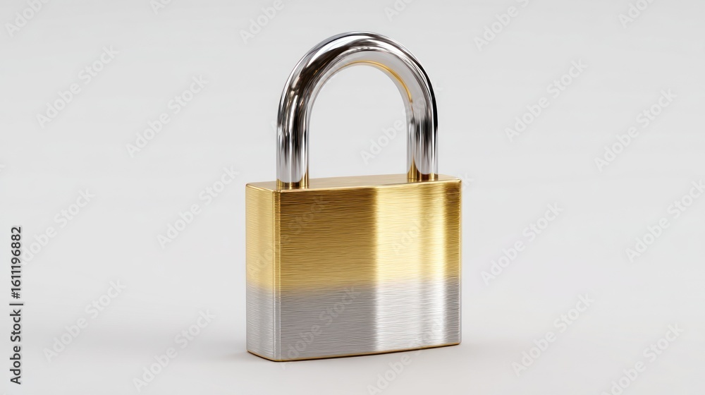 Naklejka premium Metallic padlock on white background