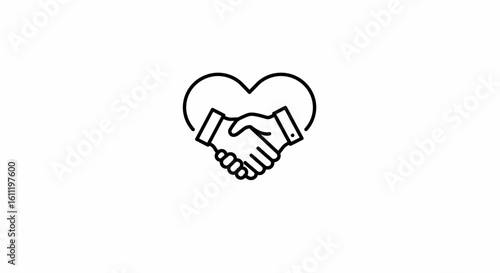 Outline of a Heart-Shaped Business Handshake