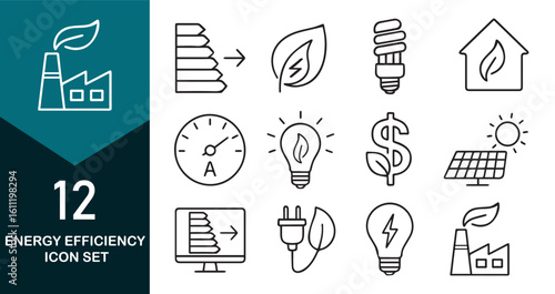 Energy Efficiency Line Editable Icons set. icon and design vector illustration