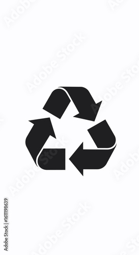 Three-Arrow Recycling Symbol: Bold Black, 3D-Effect Design