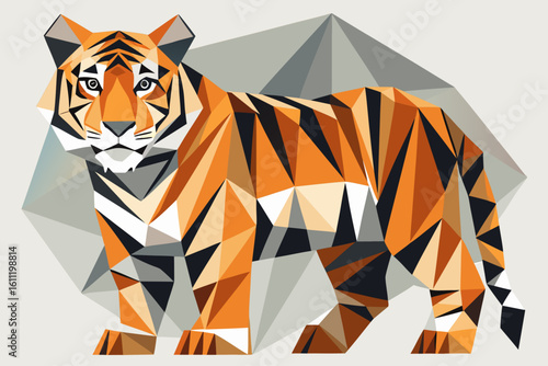 Geometric polygonal tiger illustration animal wildlife