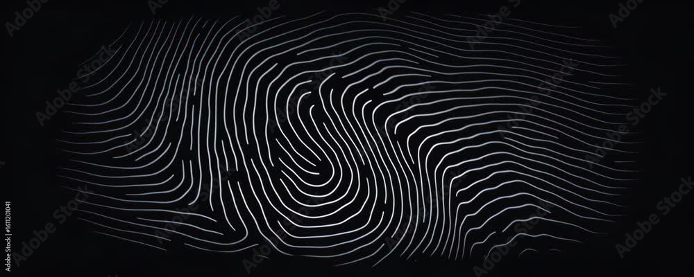 Fingerprint pattern with white lines black background creating intricate texture close up detailed design effect for unique identification Fingerprint pattern with white lines black background creating intricate texture close up detailed design effect for unique identification