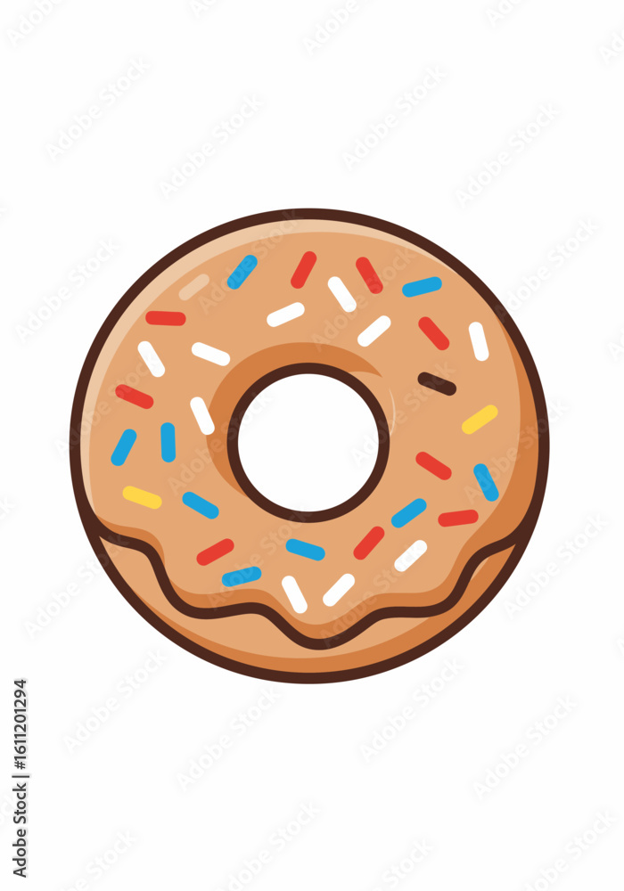Obraz premium Cartoon Donut with Colorful Sprinkles and Glaze