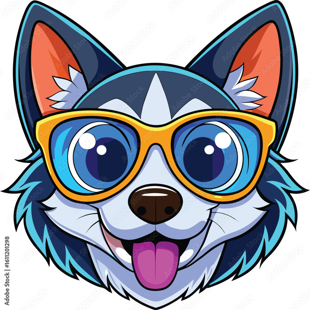 Fototapeta premium Cool Dogs in Sunglasses - Vector Art