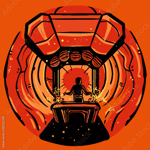 vector illustration of an old fashioned carousel