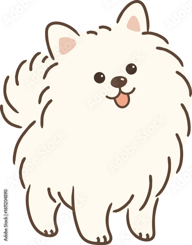 White Pomeranian Character Illustration – Cute Pet Clip Art