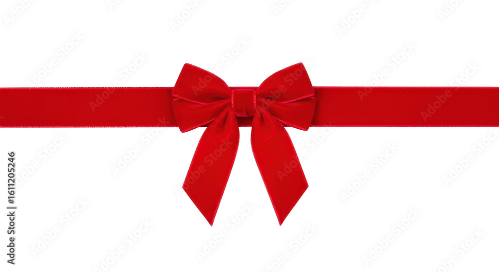 Red velvet ribbon bow for gift wrapping isolated PNG with Transparent Background Red velvet ribbon bow for gift wrapping isolated PNG with Transparent Background