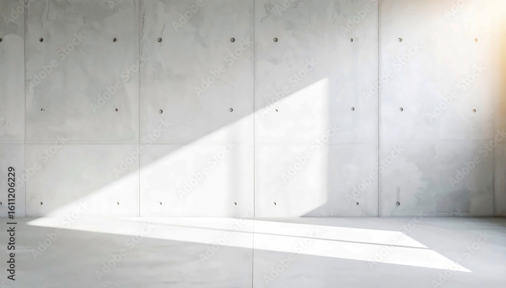 Fototapeta premium Empty Industrial Concrete Room with Light and Shadow, a Minimalist and Modern Background for Architecture and Design Projects, a Grungy and Urban Interior Space with Blank Walls and a Floor