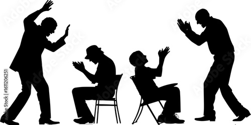 Shocked and Alarmed People Silhouettes - Emotional Reactions