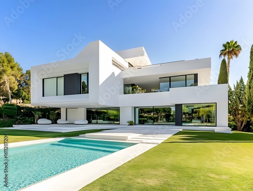93. White modern home with geometric design