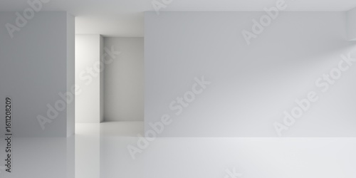 Wallpaper Mural Empty blank white room interior background with hallway and niches, modern interior template Torontodigital.ca