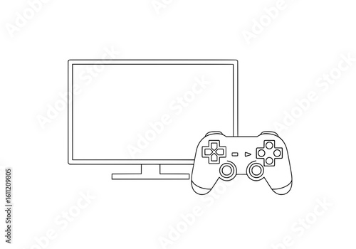 Modern gaming setup featuring a sleek monitor and responsive controller for immersive entertainment experiences