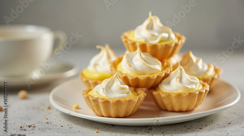 a stack of lemon meringue tartlets