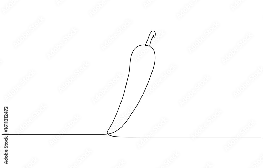 Naklejka premium Continuous one single line drawing of hot chili pepper vector illustration. Editable outline
