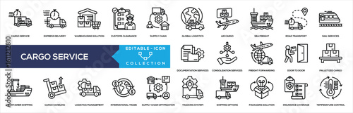 Cargo Service Line Icon Collection