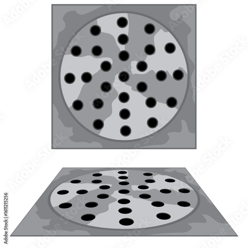 bathroom drain cover, Shower drain vector.