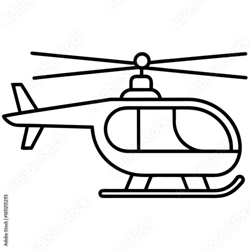 Spinning Rotor Helicopter Line Art Icon 