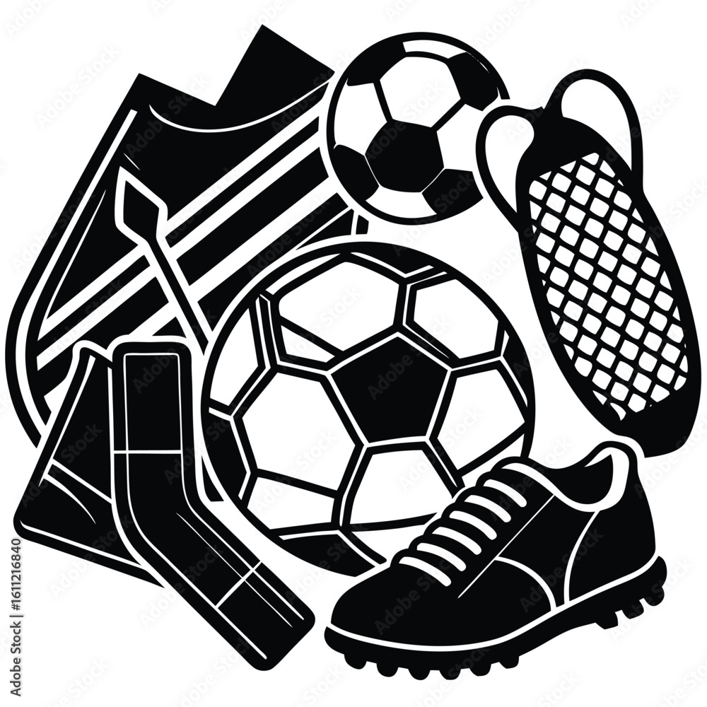 Obraz premium Comprehensive Soccer Equipment Vector Collection for Sports Enthusiasts