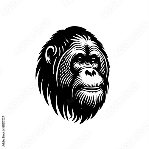 Orangutan face isolated on white background