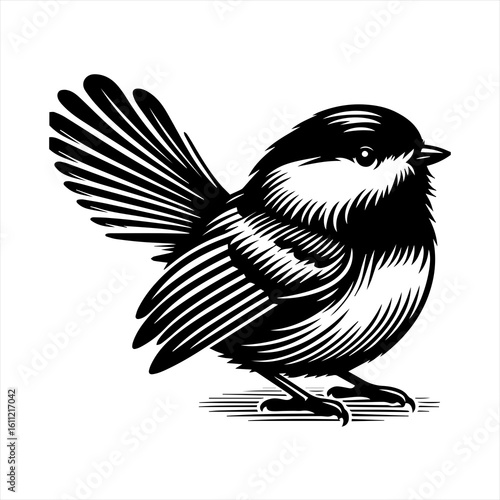 Chickadee bird isolated on white background