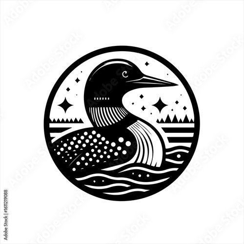 A loon in water illustration