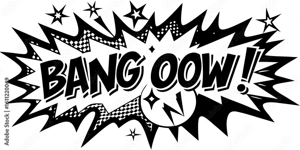 Fototapeta premium Black Bang Bow Comic Icon Design