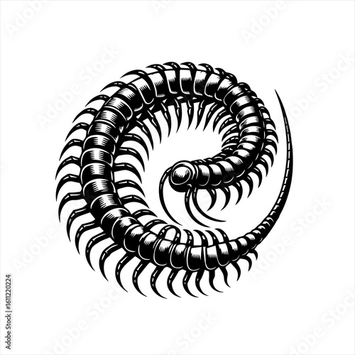 Curled centipede illustration