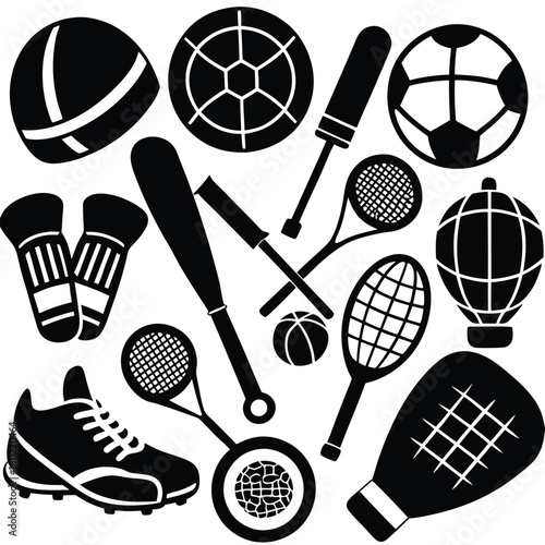 Complete Sports Gear Silhouette Set: Everything for the Sports-Minded Person